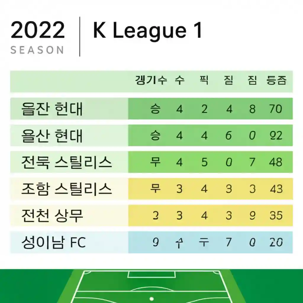 2022 K리그1 최종 순위표 인포그래픽: 울산 현대, 전북 현대 등 12개 팀의 승점, 득실차 등 상세 기록