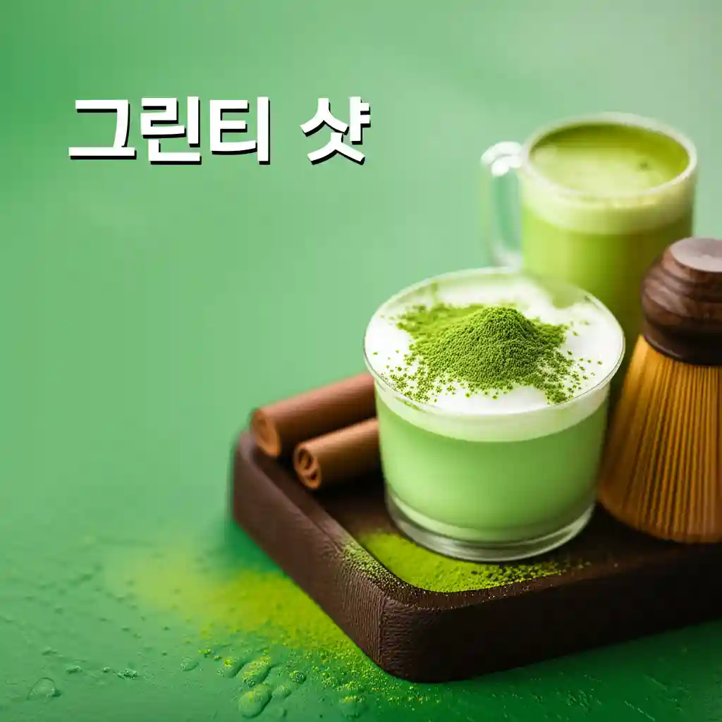 시원하고 상큼해 보이는 그린티 샷 칵테일 이미지