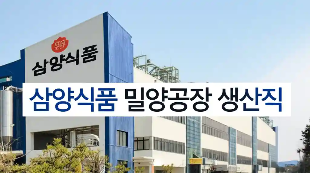 삼양식품 밀양공장 전경과 생산직 직원 이미지