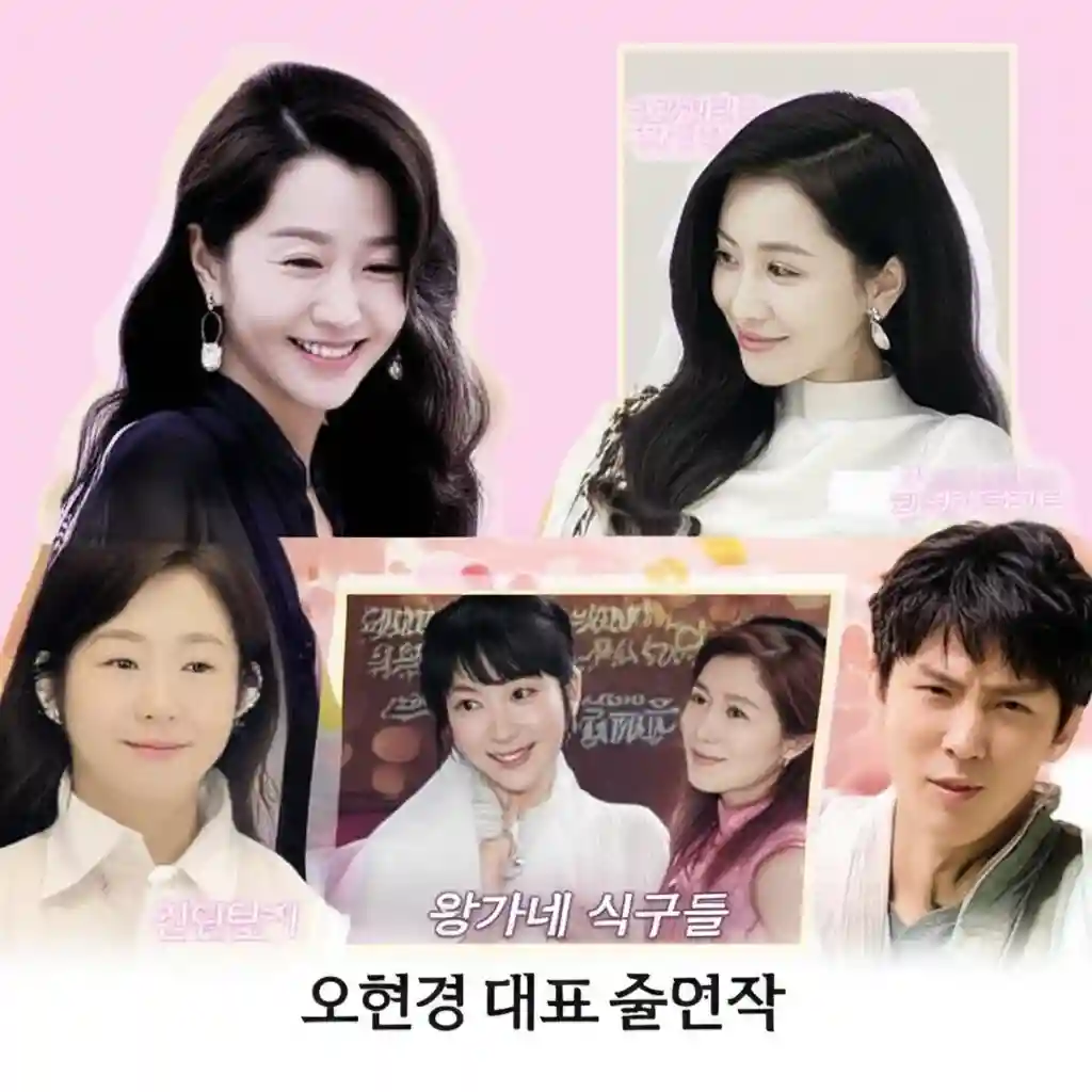 오현경 배우의 대표 드라마 출연작 모음 이미지: 조강지처 클럽, 왕가네 식구들, 신사와 아가씨 등 주요 역할.