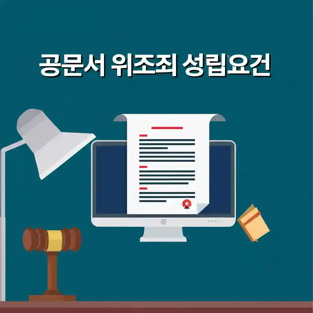 공문서 위조죄의 객체인 공문서를 상징하는 정부 문서와 도장