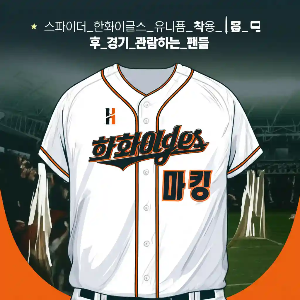 스파이더 한화이글스 마킹 스파이더_한화이글스_유니폼_착용_후_경기_관람하는_팬들 이미지