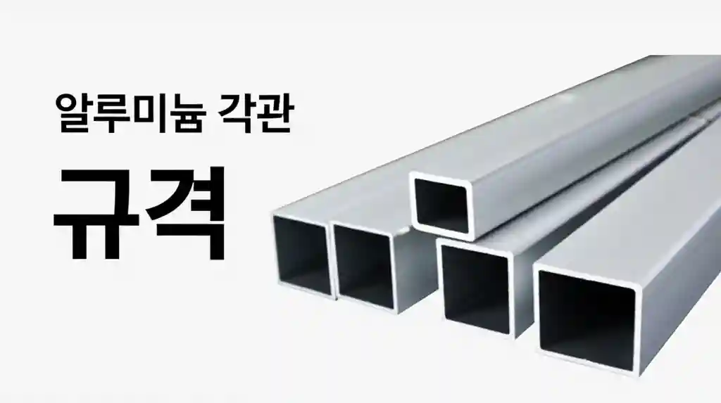 알루미늄 각관 규격표와 다양한 크기의 각관들