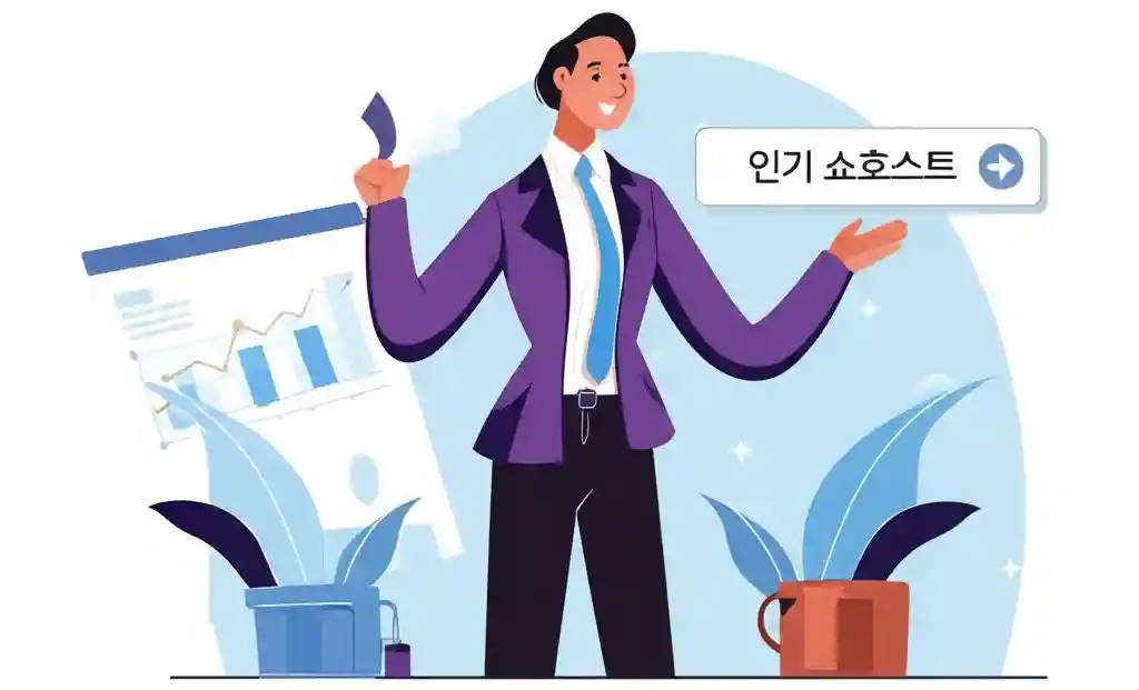 스마트폰과 태블릿을 들고 쇼호스트 방송을 시청하는 사람들