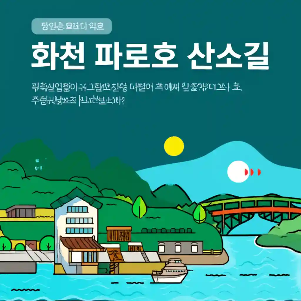 파로호 산소길의 푸른 호수와 숲길 전경